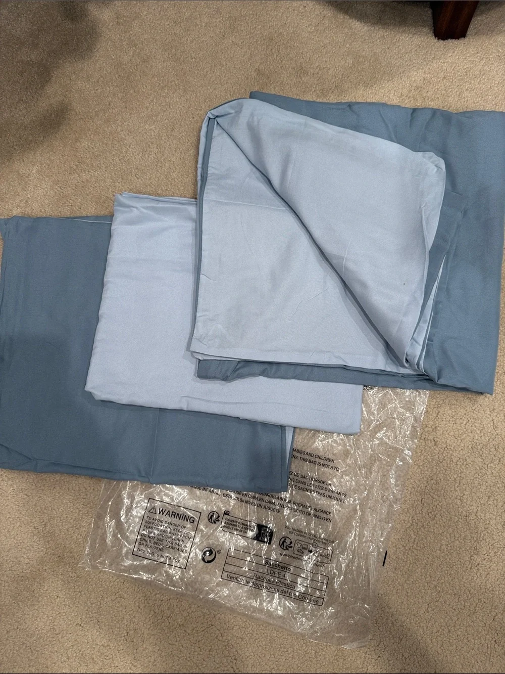 Light Blue Dual-Color Bedding Set by Oitoy Twin Duvet Aesthetic Trendy New